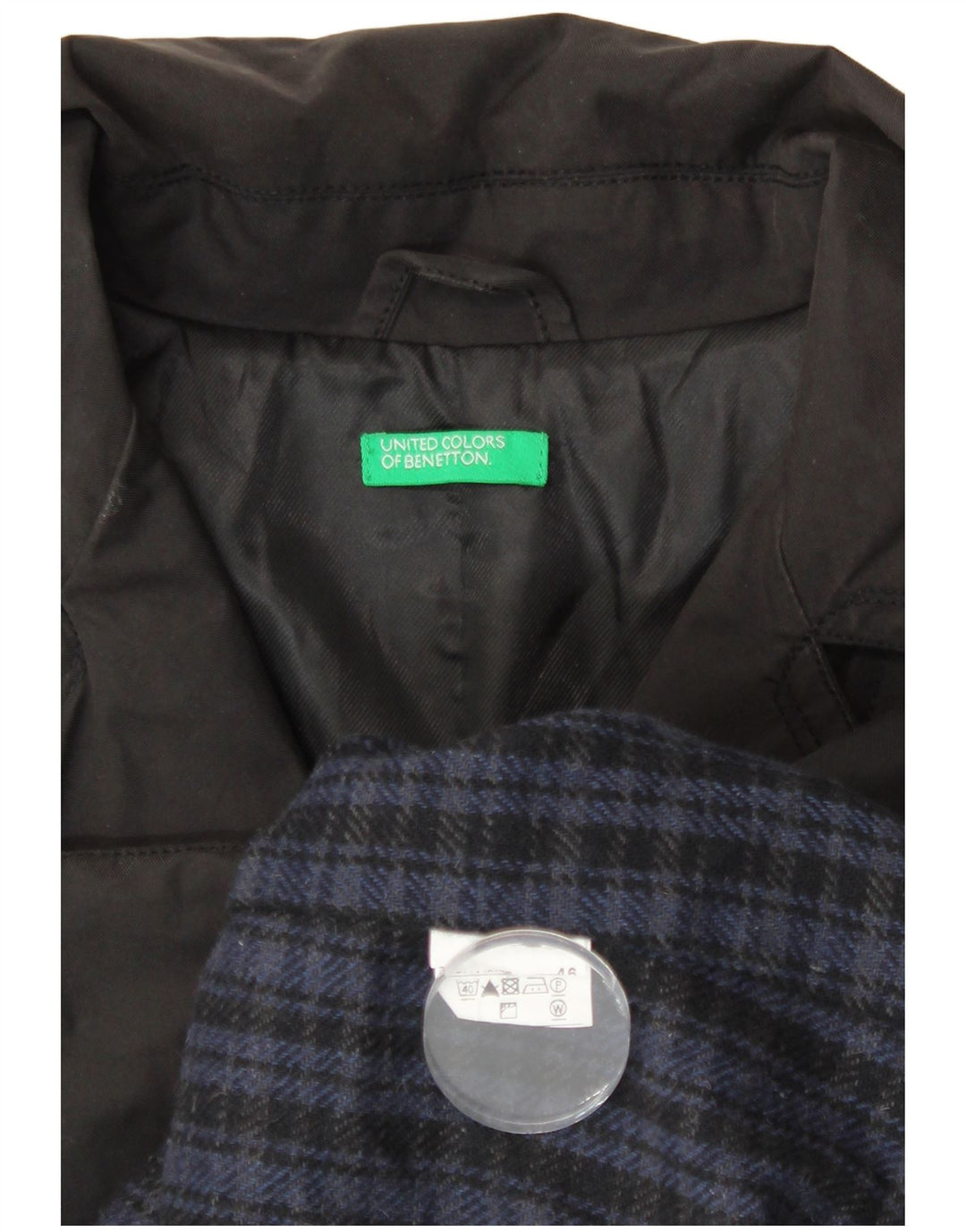 Benetton Mens Trench Coat IT 46 Large Black