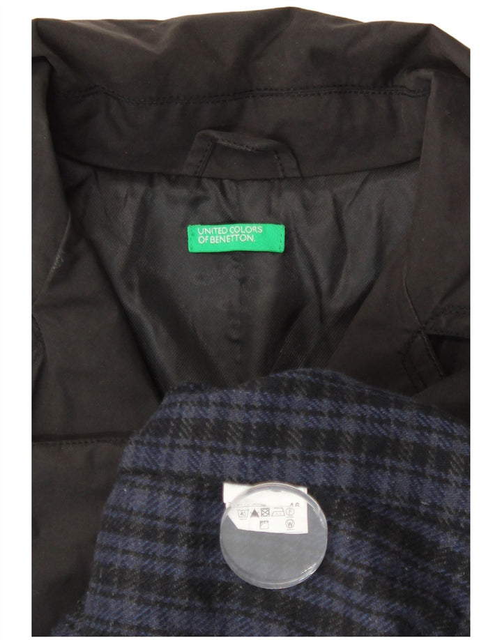 Benetton Mens Trench Coat IT 46 Large Black