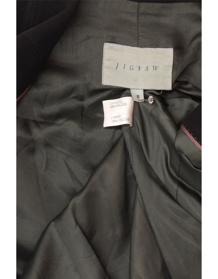 Jigsaw Womens 1 Button Blazer Jacket UK 8 Small Black Wool Classic
