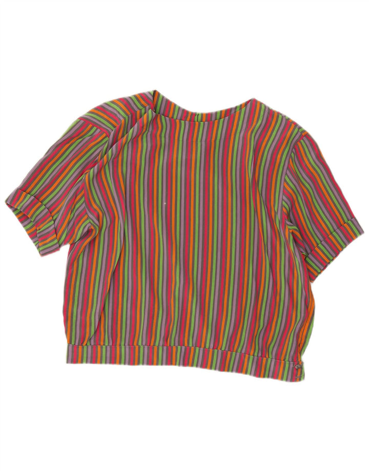 Marina Rinaldi Damen Crop Bluse Top Größe 21 Mittel Mehrfarbig gestreift