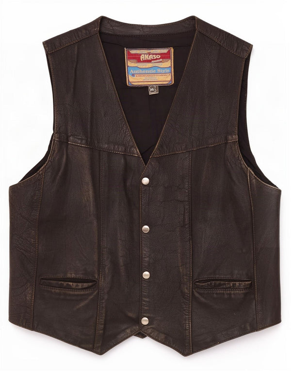 Akaso Womens Leather Waistcoat UK 18 XL Black