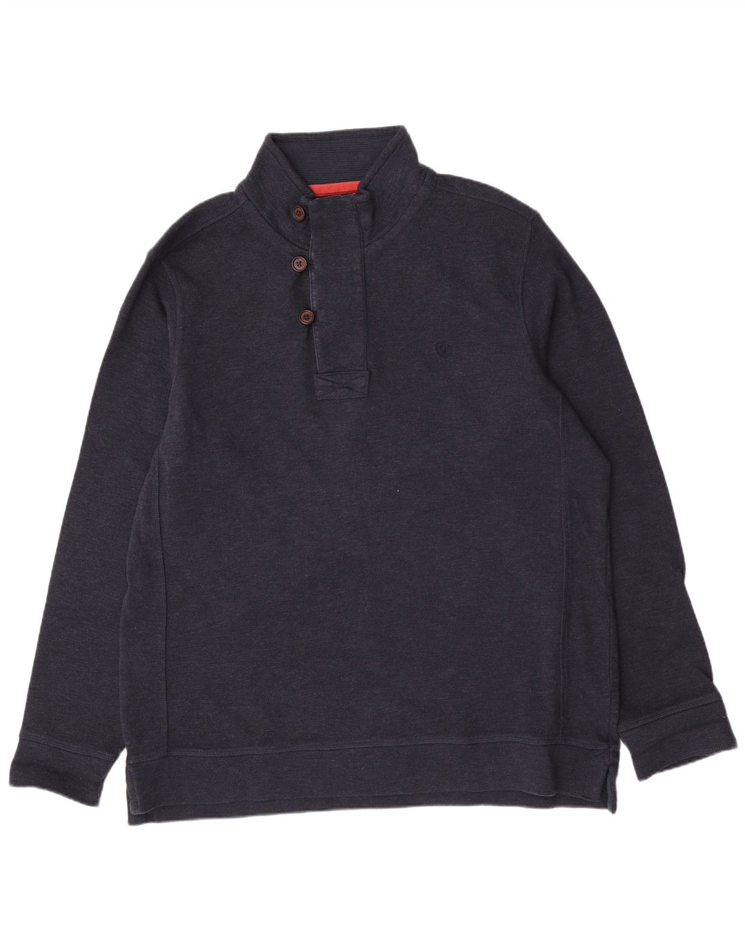 Fat Face Mens Button Neck Jumper Sweater XL Navy Blue Cotton Classic