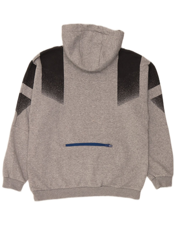 Felpa con cappuccio da uomo Adidas in cotone color block grigio medio