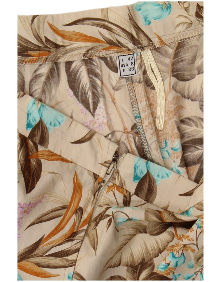 VINTAGE Womens Flared Skirt IT 42 Medium W28  Beige Floral