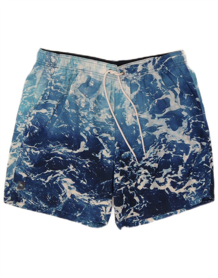 Marks & Spencer Mens Abstract Pattern Swimming Shorts Large Blue Polyester