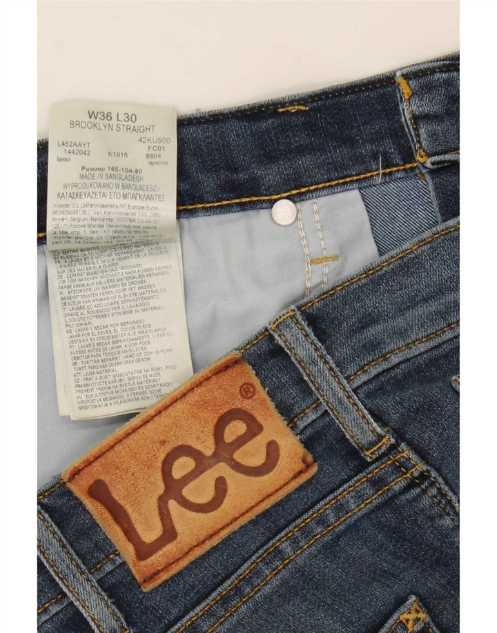 Lee Mens Brooklyn Straight Jeans W36 L30 Blue Cotton