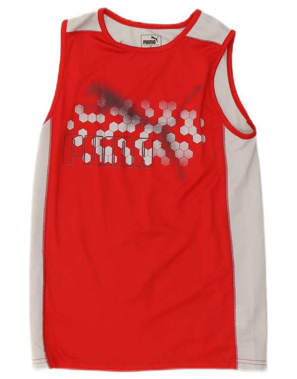 Puma Drenge Grafisk Vest Top 10-11 år Medium Rød Colourblock Polyester