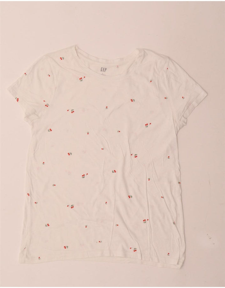 Gap Damen T-Shirt Top UK 14 Large Weiß gepunktet