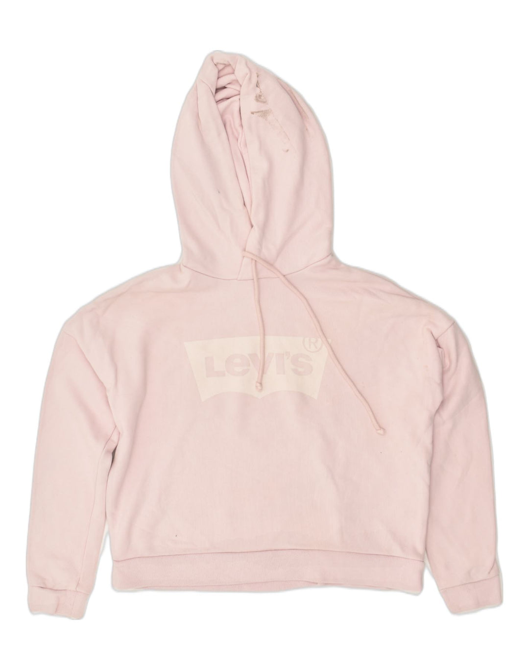 LEVI'S Womens Crop Graphic Hoodie Jumper UK 6 XS Pink Cotton | Vintage Levi's | Thrift | Second-Hand Levi's | Used Clothing | Messina Hembry 