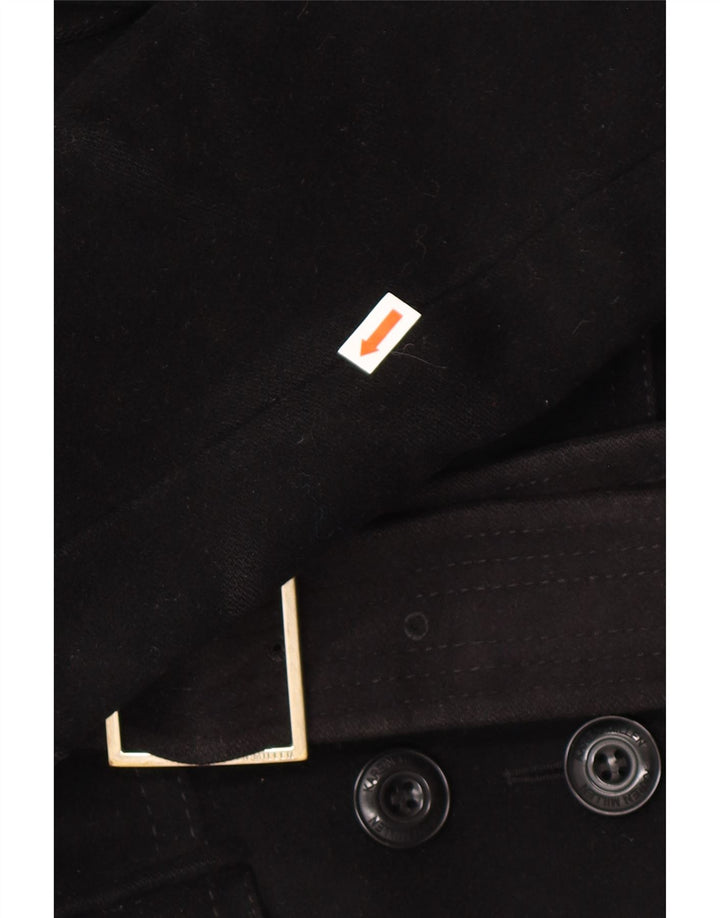 KAREN MILLEN Womens Trench Coat UK 8 Small  Black Wool