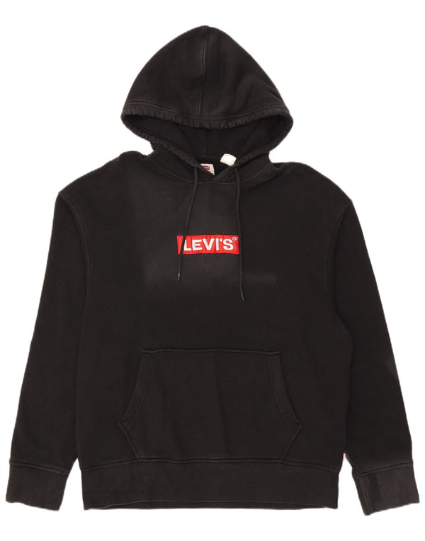 Levi's Felpa con cappuccio grafica da uomo con vestibilità rilassata, cotone medio nero
