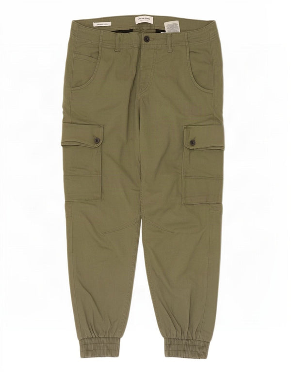 Jack & Jones Mens Paul Tapered Joggers Cargo Trousers W30 L26 Khaki Cotton
