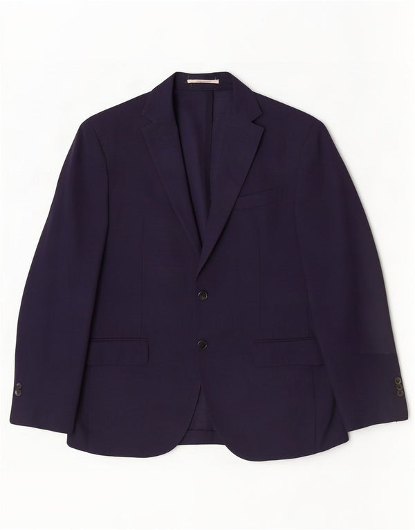 Boggi Mens 2 Button Blazer Jacket IT 52 XL Navy Blue Virgin Wool
