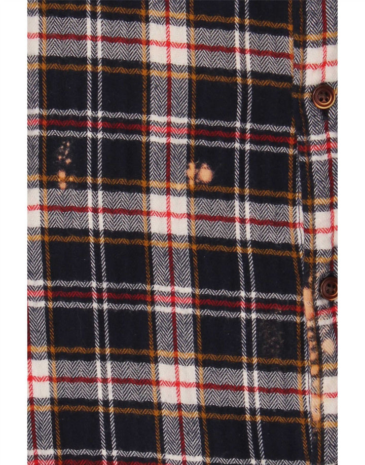 Superdry Mens Regular Fit Flannel Shirt XL Navy Blue Check Cotton