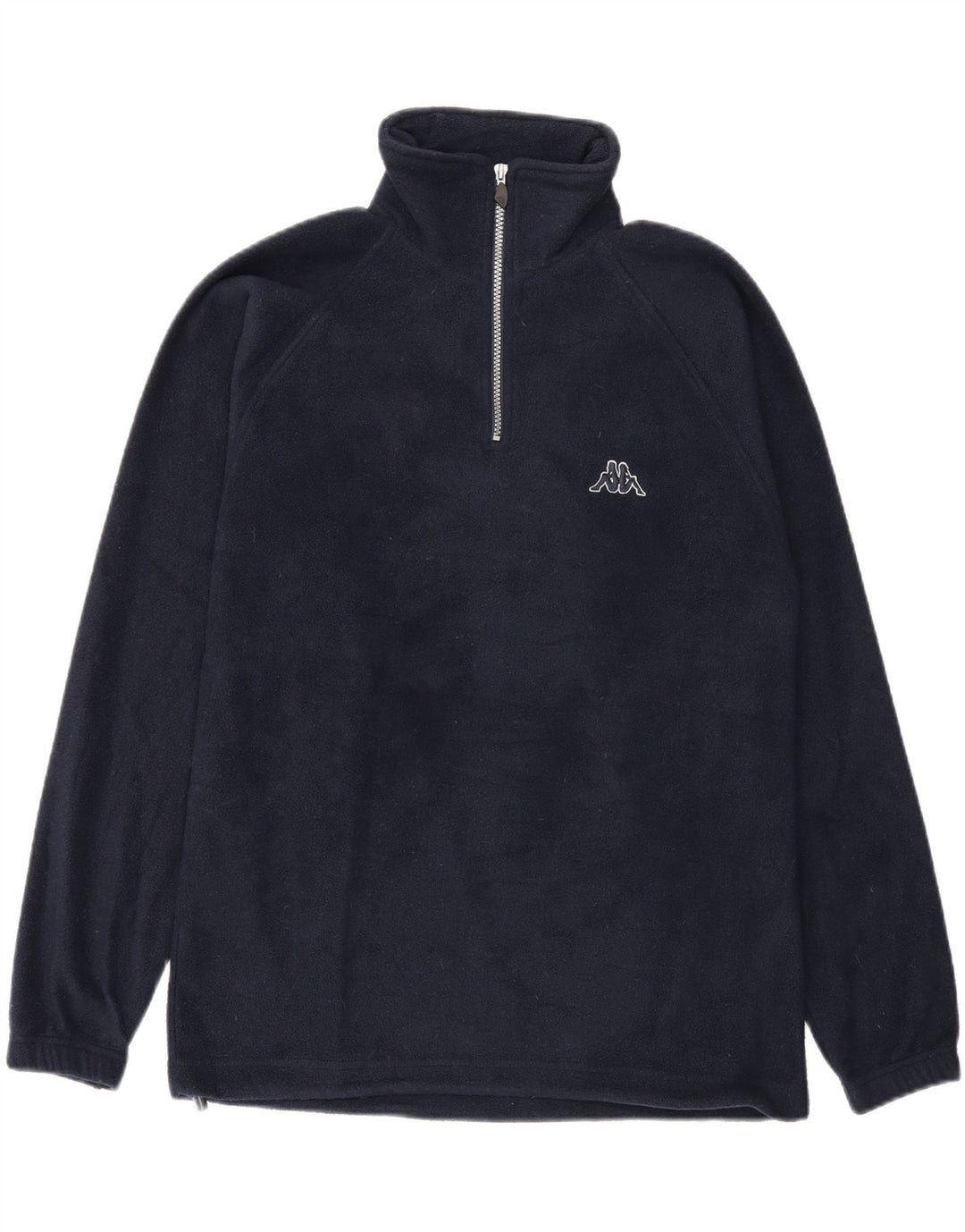 KAPPA Mens Zip Neck Fleece Jumper Small Navy Blue Polyester