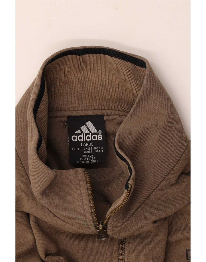 Adidas Sweat-shirt à col zippé pour homme, grand marron