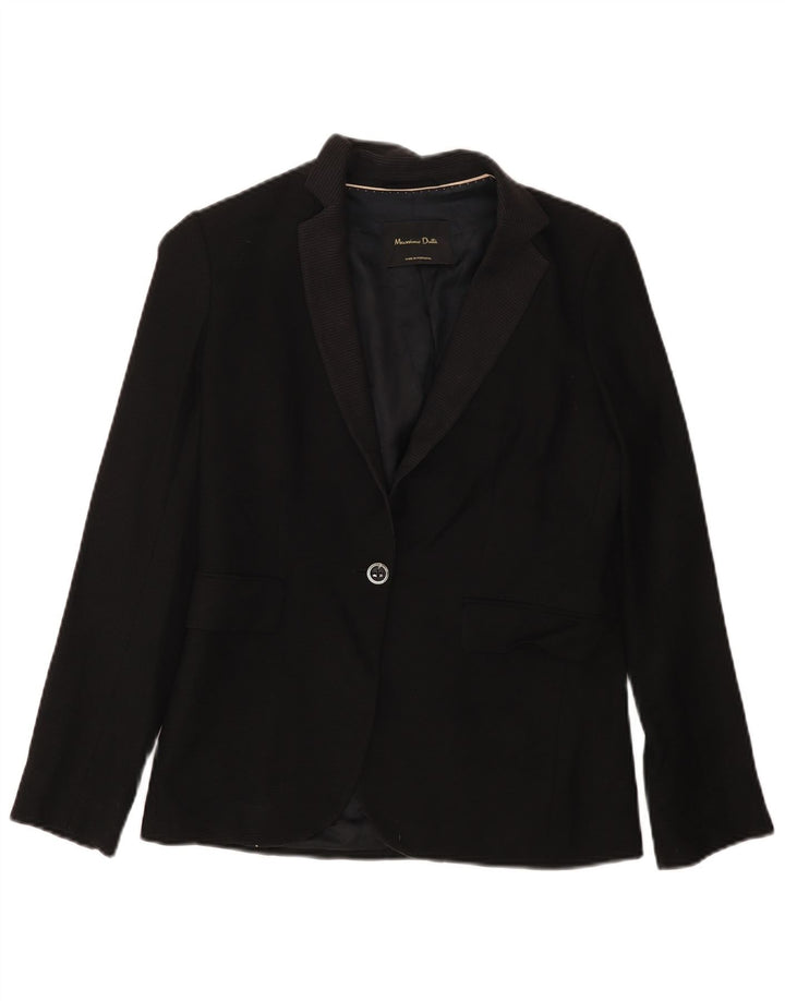 MASSIMO DUTTI Dame 1-knaps blazerjakke EU 36 XS Sort Uld