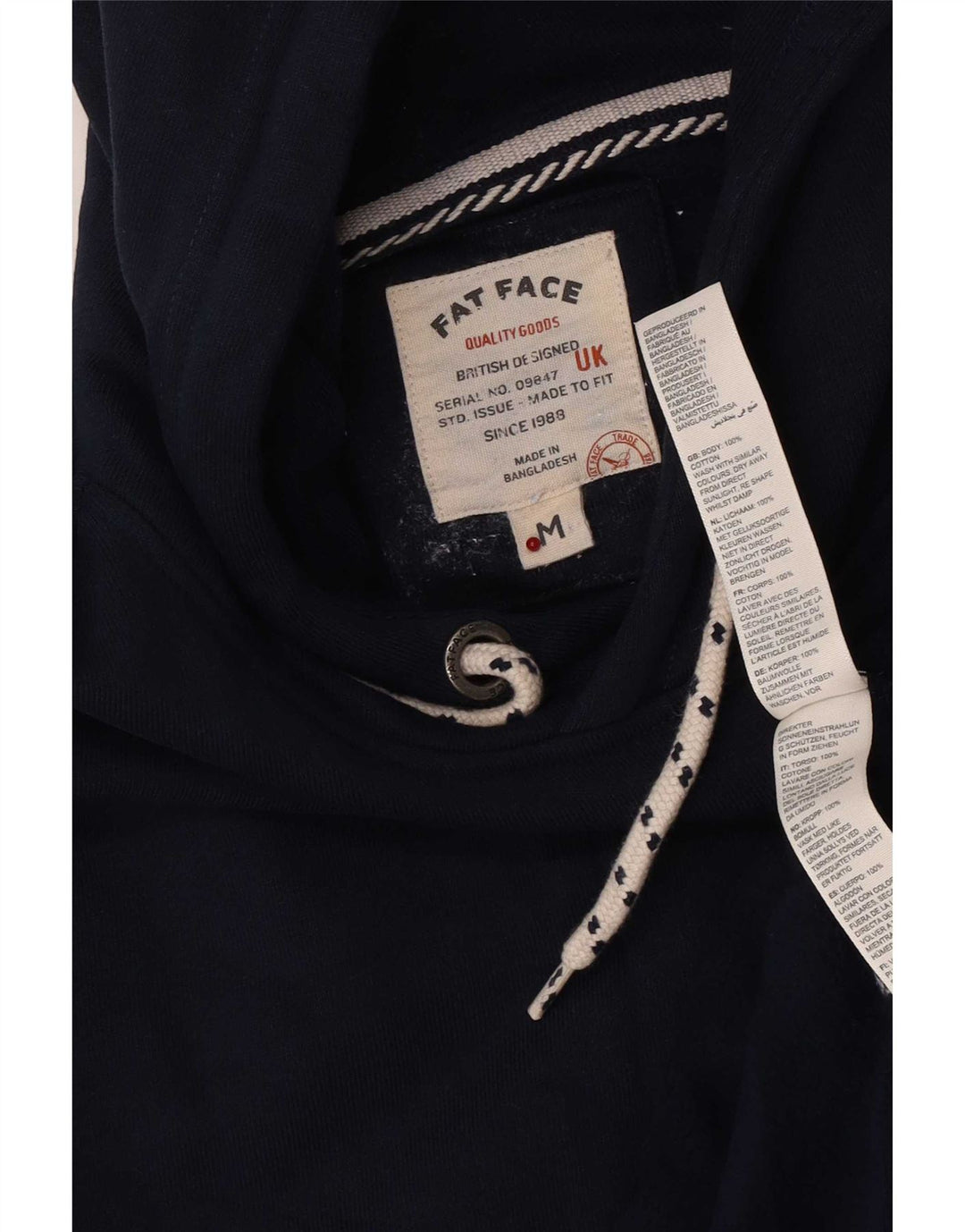 Fat Face Mens Hoodie Jumper Medium Navy Blue Cotton