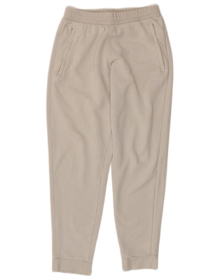 ADIDAS Mens Tracksuit Trousers Joggers Medium Off White Cotton