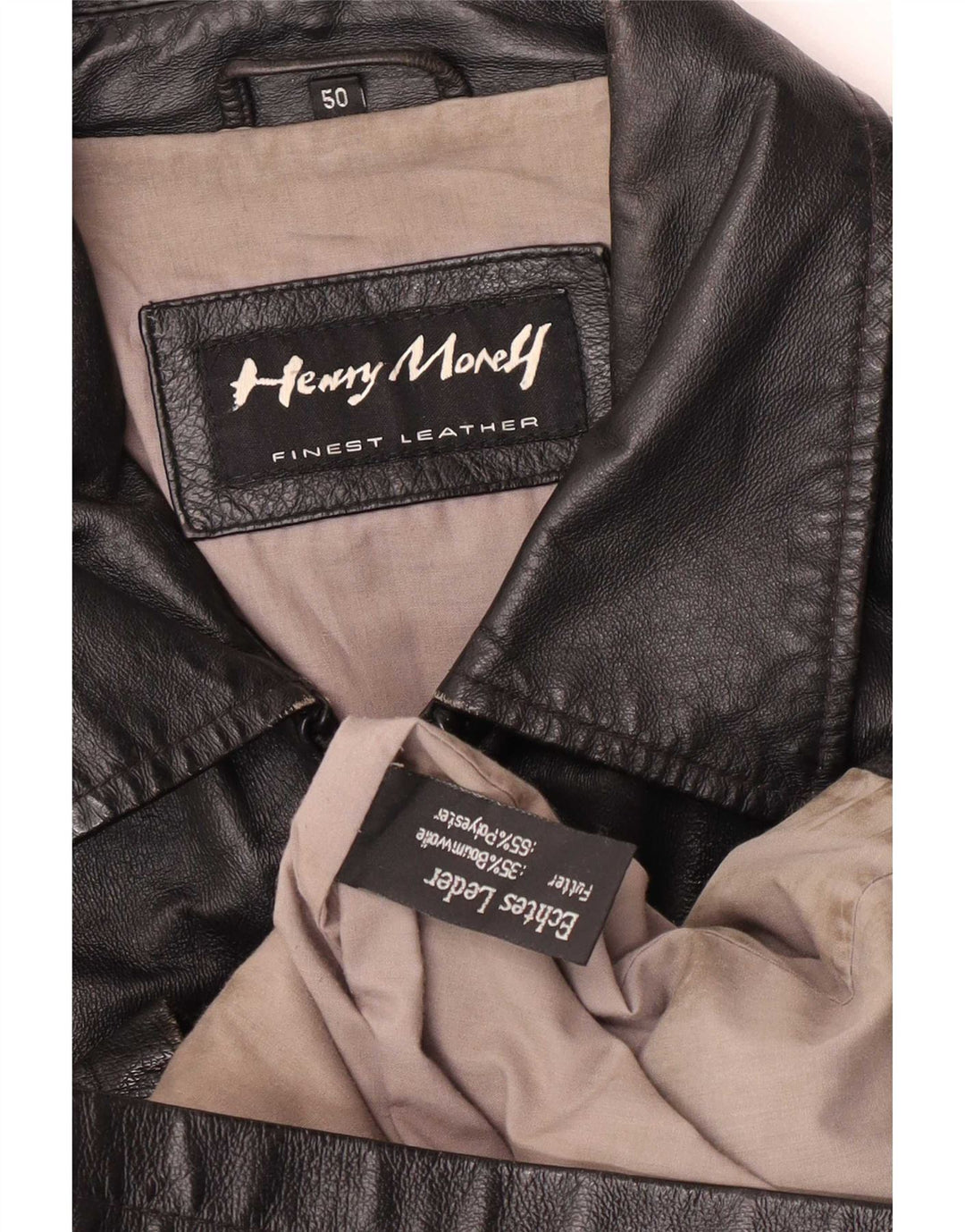 Jaqueta de couro masculina Henry Morell IT 50 grande preta
