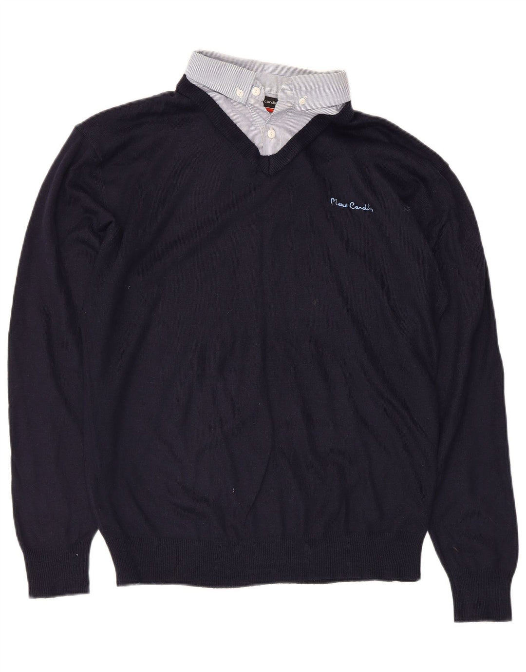 Pierre Cardin Mens V-Neck Jumper Sweater Medium Navy Blue Acrylic