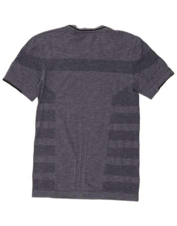 Adidas Herren Lauf-T-Shirt Top Small Marineblau gestreift