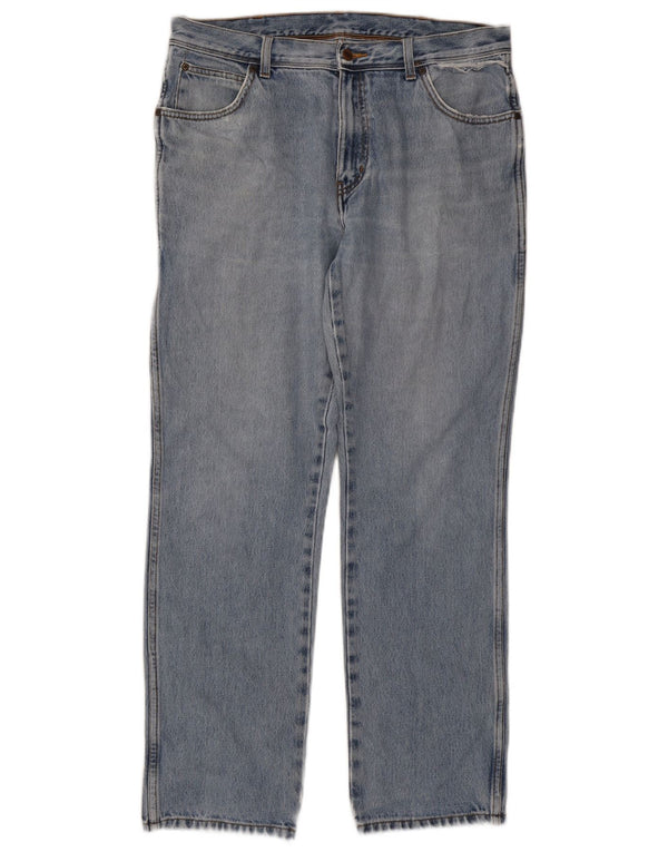 Wrangler Mens Regular Fit Straight Jeans W36 L32 Blue Cotton
