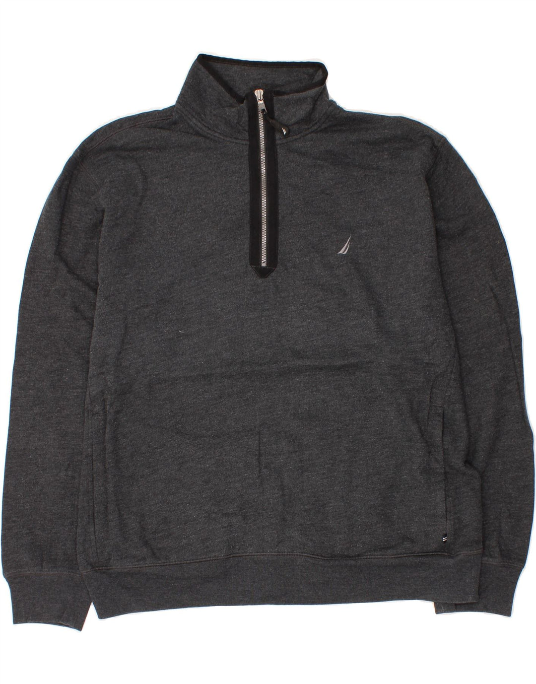 NAUTICA Mens Zip Neck Sweatshirt Jumper XL Grey Cotton Vintage Nautica and Second-Hand Nautica from Messina Hembry 