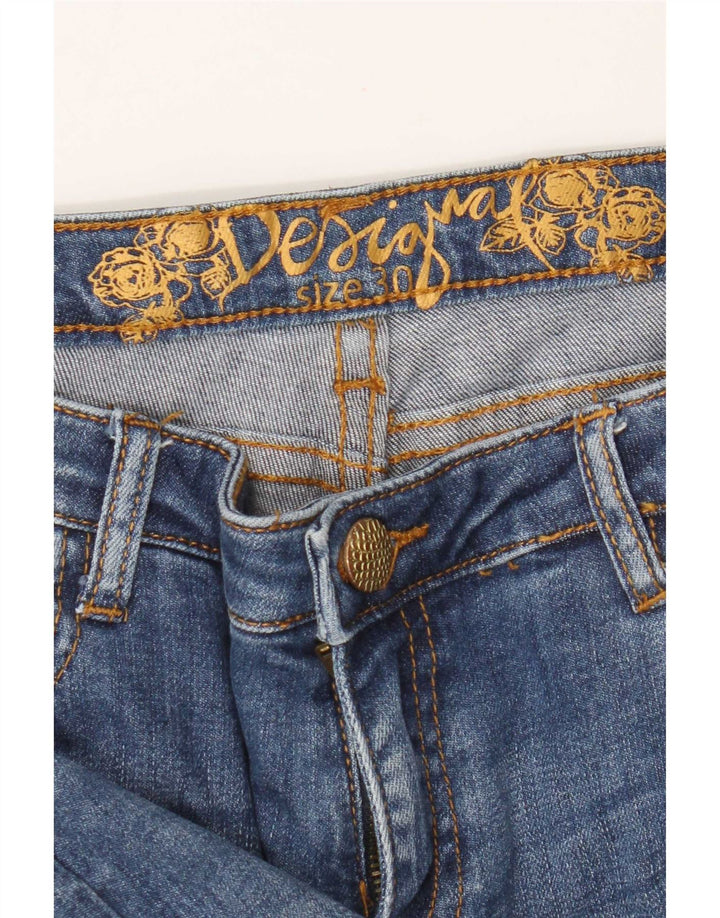 Desigual Womens Slim Jeans W30 L28 Blue Floral