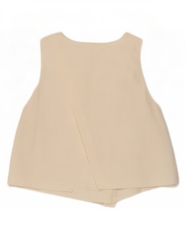 Top corto senza maniche da donna Zara in camicetta UK 12 viscosa bianco sporco medio