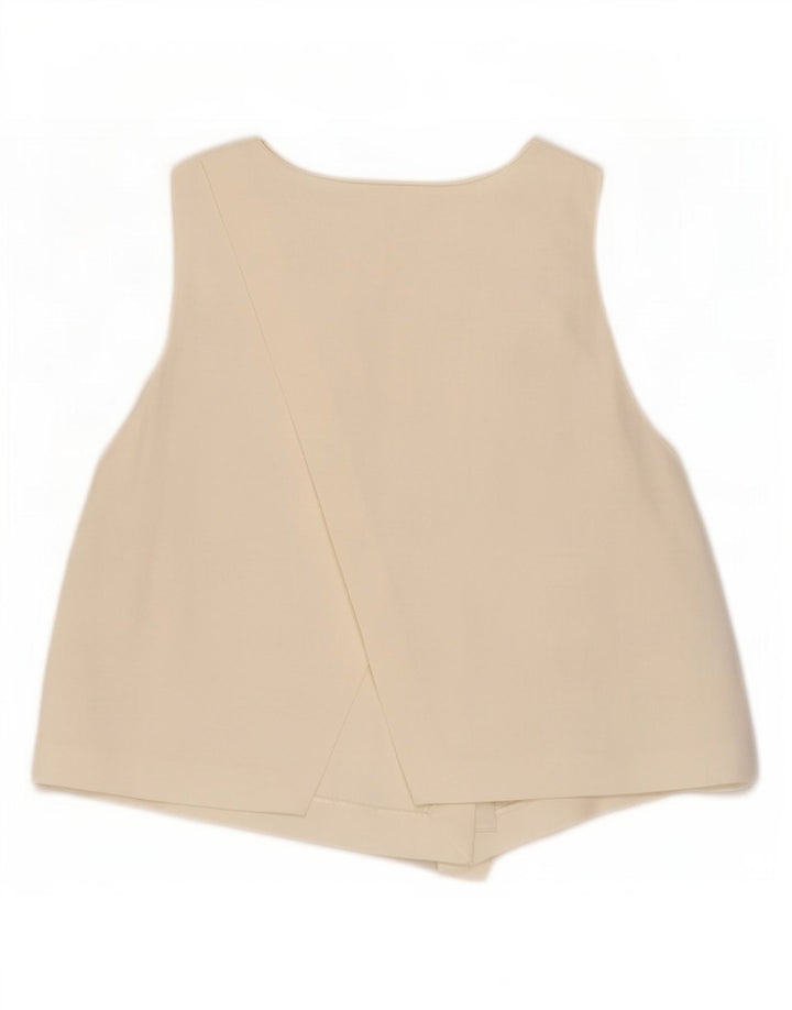 Zara Womens Crop Sleeveless Blouse Top UK 12 Medium Off White Viscose