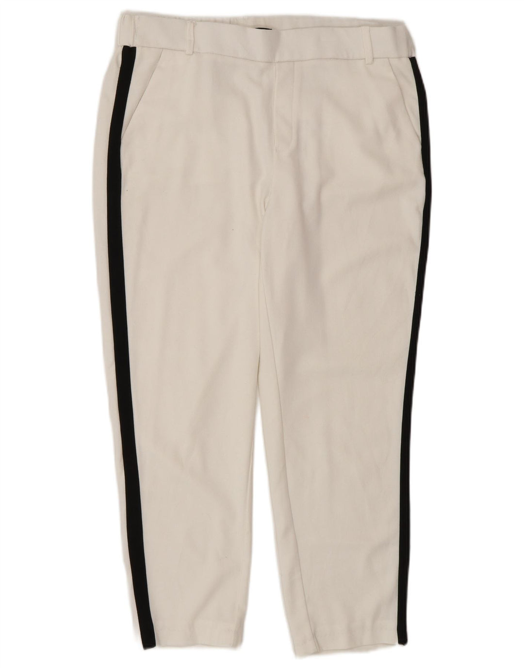 Zara Womens Cropped Trousers Medium W28 L24 White Colourblock