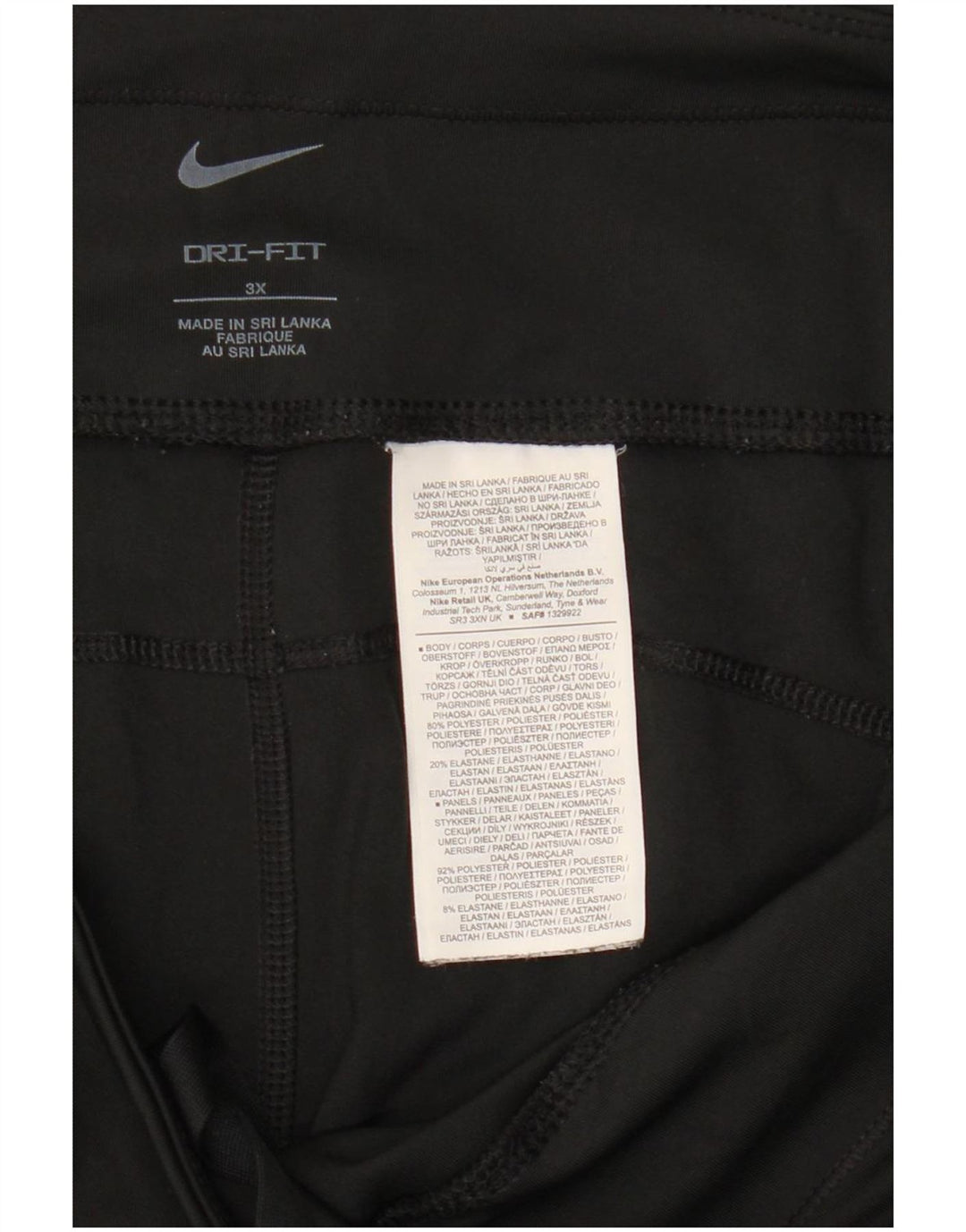 Nike Womens Dri Fit Capri Leggings UK 22 3XL Black Polyester