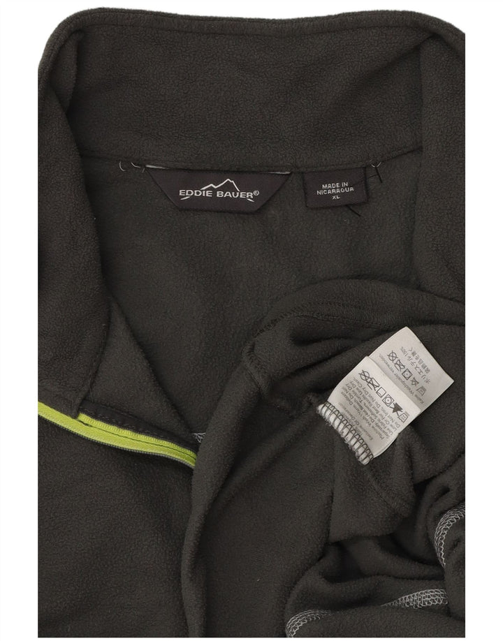 Eddie Bauer Mens Zip Neck Fleece Jumper XL Grey Polyester