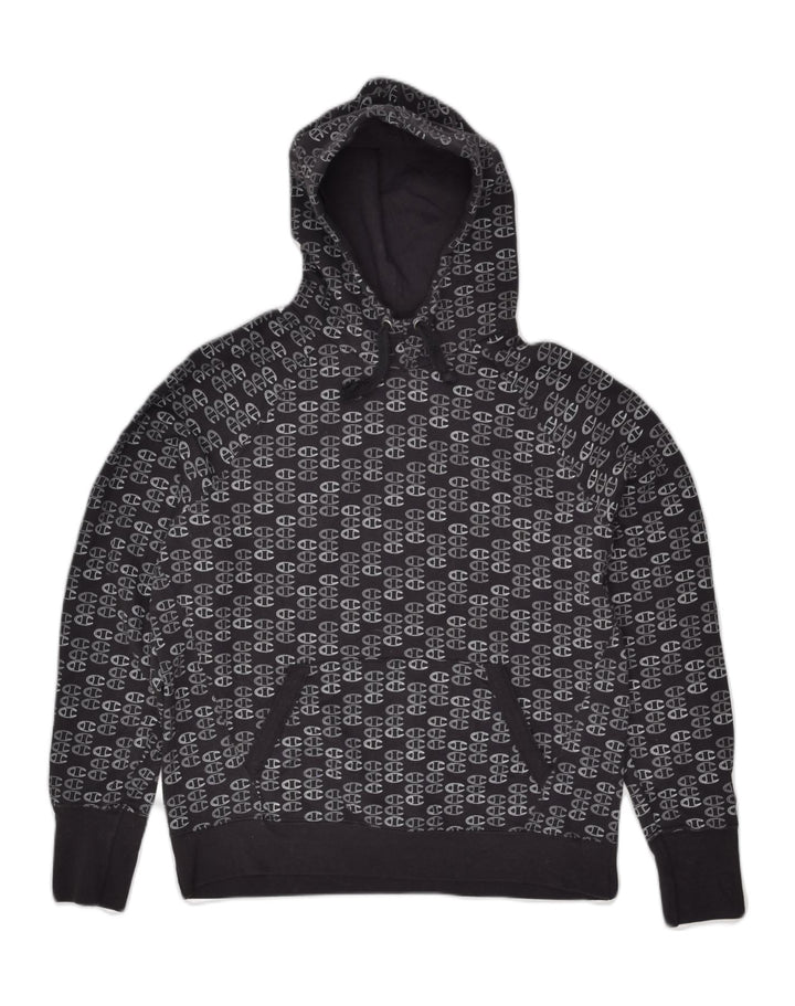 CHAMPION Womens Loose Fit Graphic Hoodie Jumper UK 10 Small Black | Vintage Champion | Thrift | Second-Hand Champion | Used Clothing | Messina Hembry 
