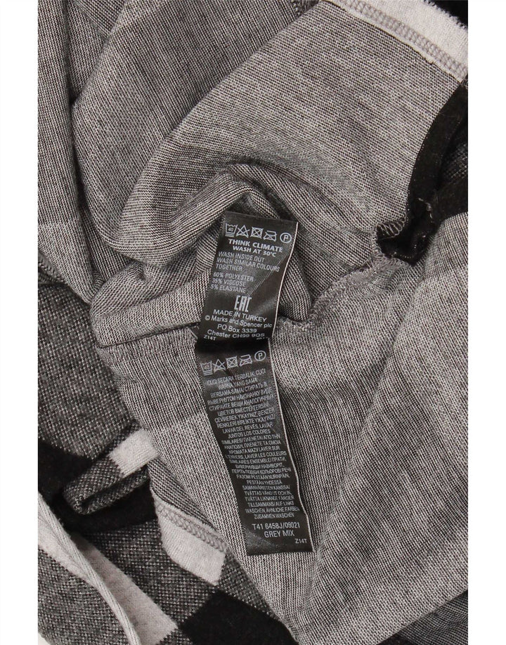 Marks & Spencer Top da donna a maniche lunghe UK 20 2XL Poliestere a quadri grigio
