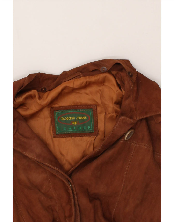 ROBERTA FERRINI Womens Leather Coat UK 20 2XL Brown Leather Vintage Roberta Ferrini and Second-Hand Roberta Ferrini from Messina Hembry 