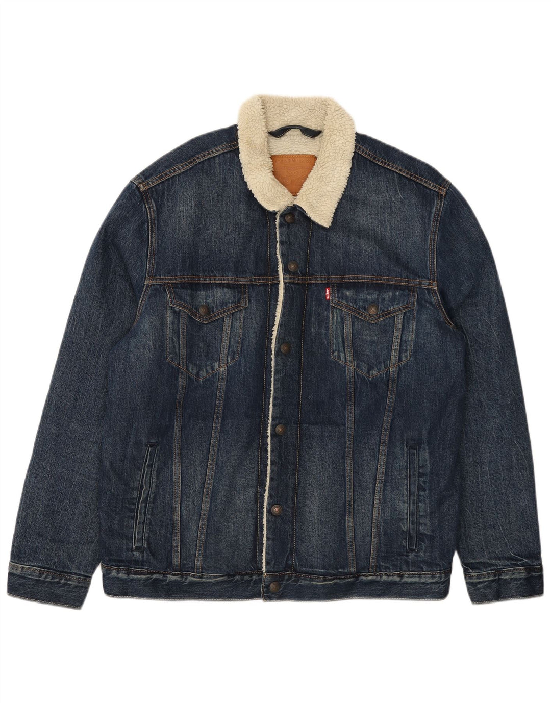 Levi's Mens Sherpa Denim Jacket UK 42 XL Blue Cotton