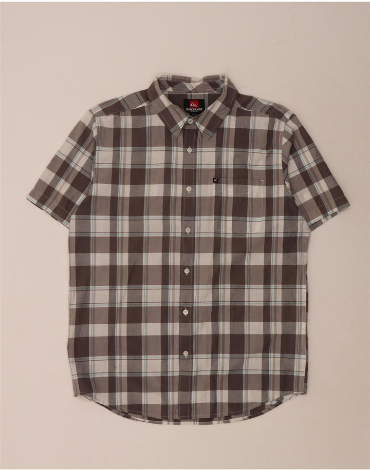 QUIKSILVER Mens Short Sleeve Shirt Medium Grey Check Cotton