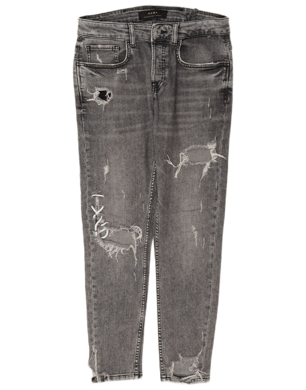 Zara Mens Jeans Skinny Distressed EU 40 Médio W31 L28 Algodão Cinza