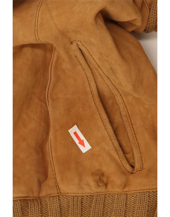 Jaqueta bomber masculina vintage de camurça IT 46 pequena bege