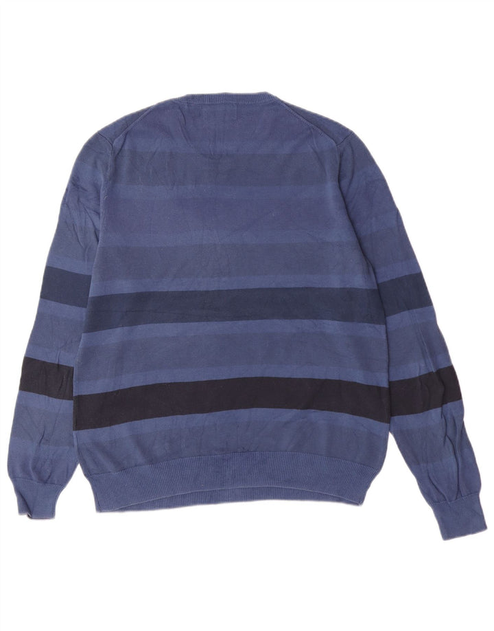 Kappa Mens Crew Neck Jumper Sweater Small Blue Striped Cotton