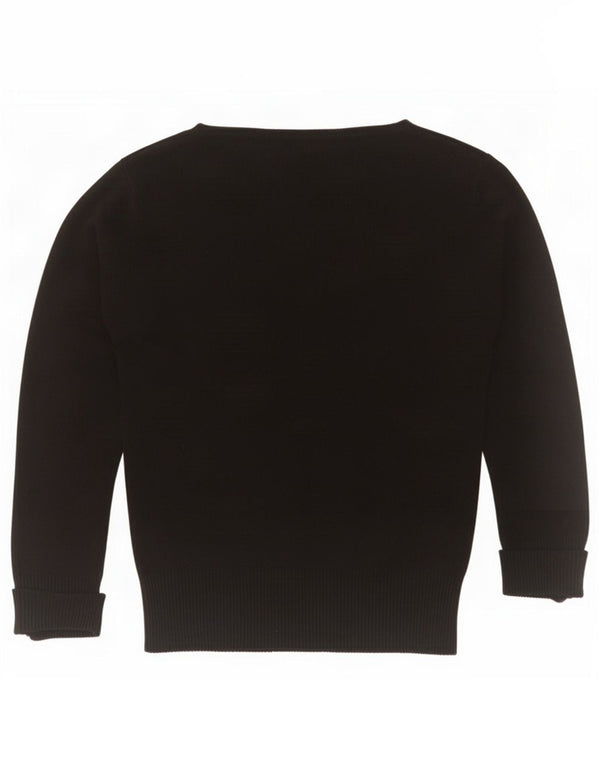 Zara Pull à manches 3/4 et col bateau pour femme UK 12 Rayonne noire moyenne