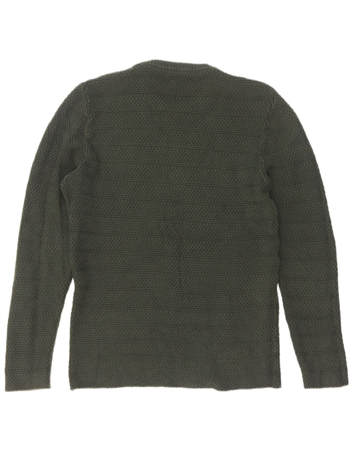 Zara Mens Crew Neck Jumper Sweater Large Green