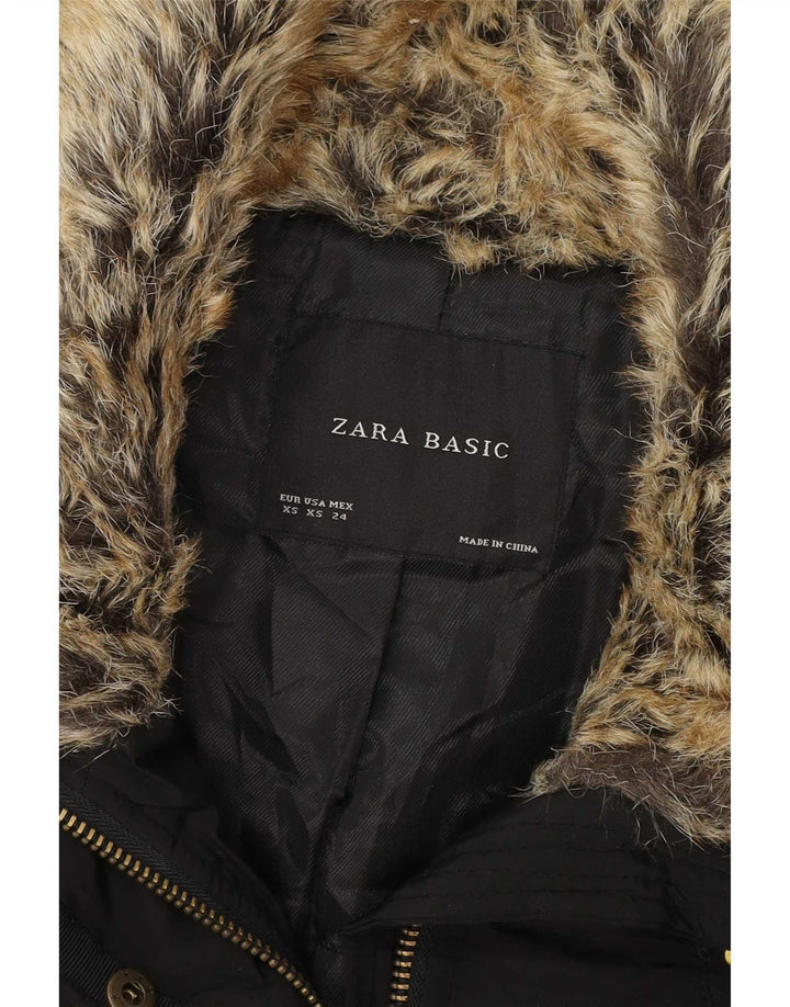 Zara Dame Oversized Overfrakke UK 6 XS Sort Colourblock