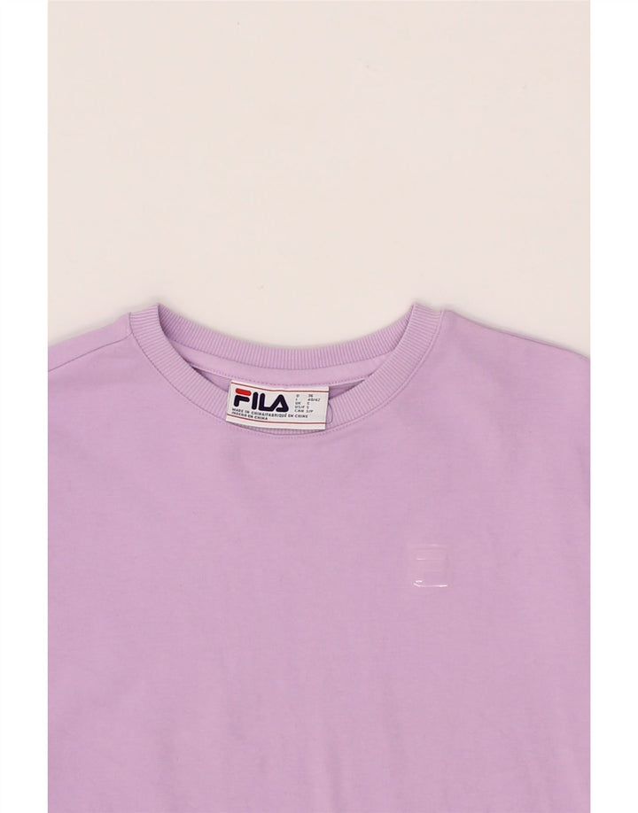 FILA Womens Oversized Sweatshirt Jumper UK 10 Small Purple Cotton Vintage Fila and Second-Hand Fila from Messina Hembry 