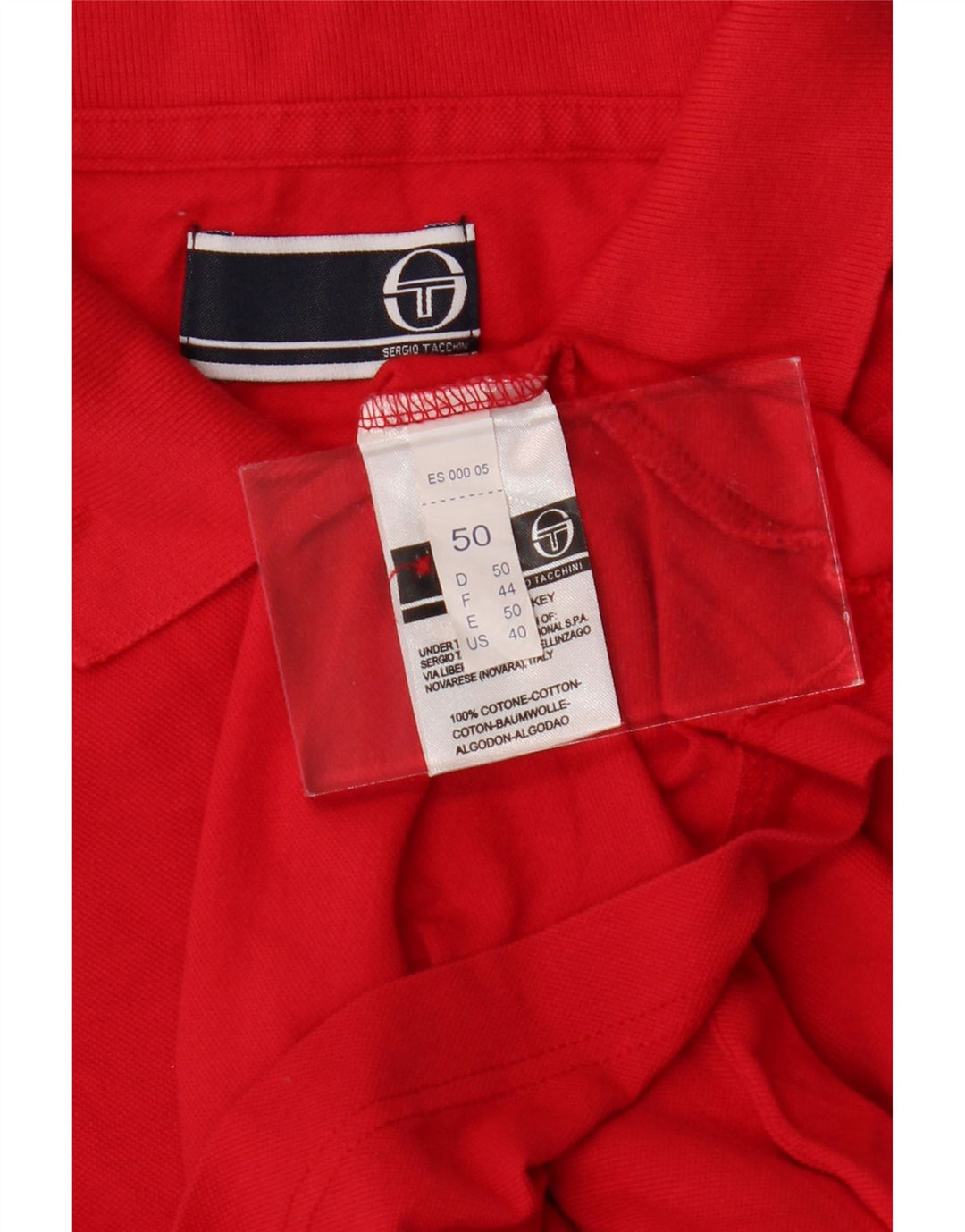 SERGIO TACCHINI Mens Long Sleeve Polo Shirt IT 50 Medium Red Cotton Vintage Sergio Tacchini and Second-Hand Sergio Tacchini from Messina Hembry 