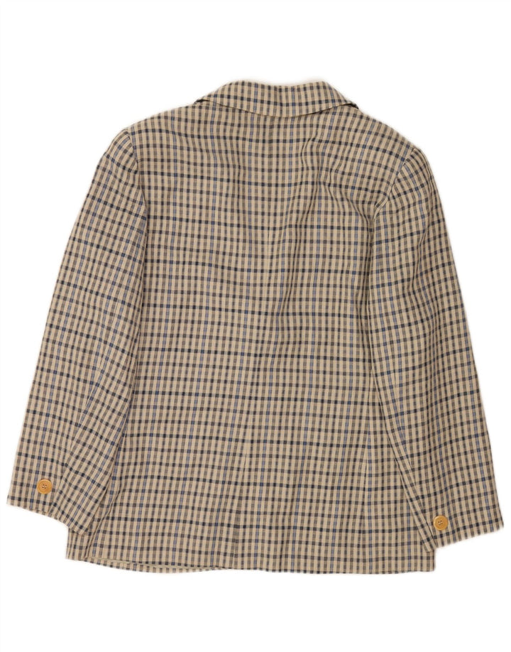 Jaqueta blazer feminina Marella de 2 botões Reino Unido 18 XL bege lã de guingão