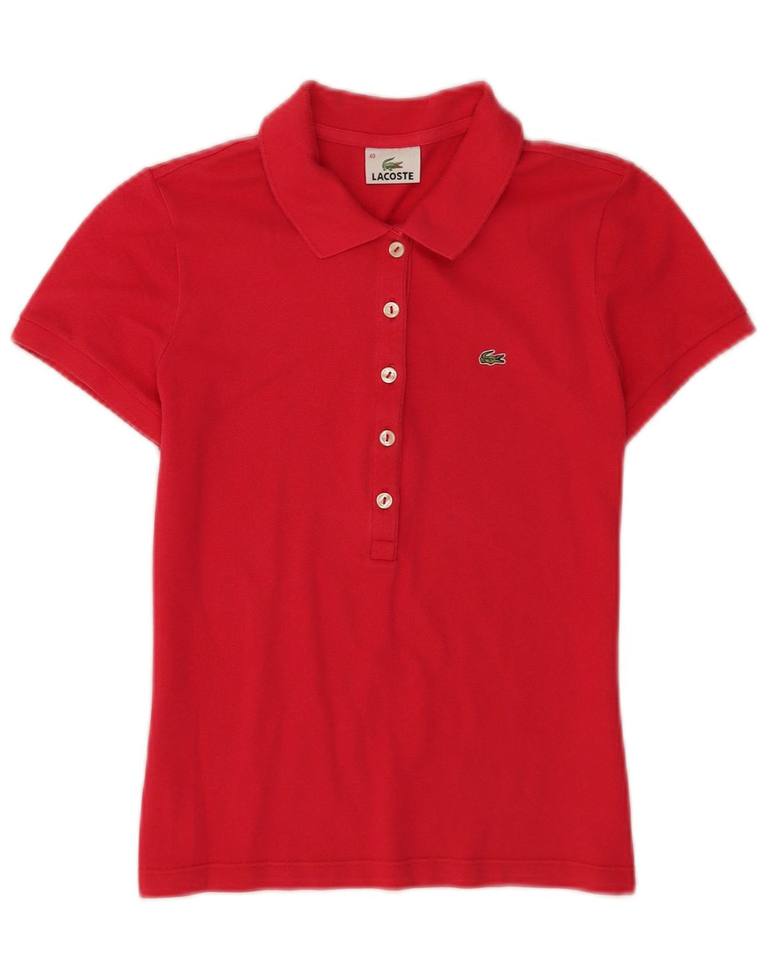 Lacoste kortærmet poloshirt til kvinder størrelse 40 Medium rød bomuld
