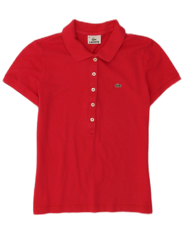 Lacoste Damen Kurzarm-Poloshirt, Größe 40, mittelrote Baumwolle